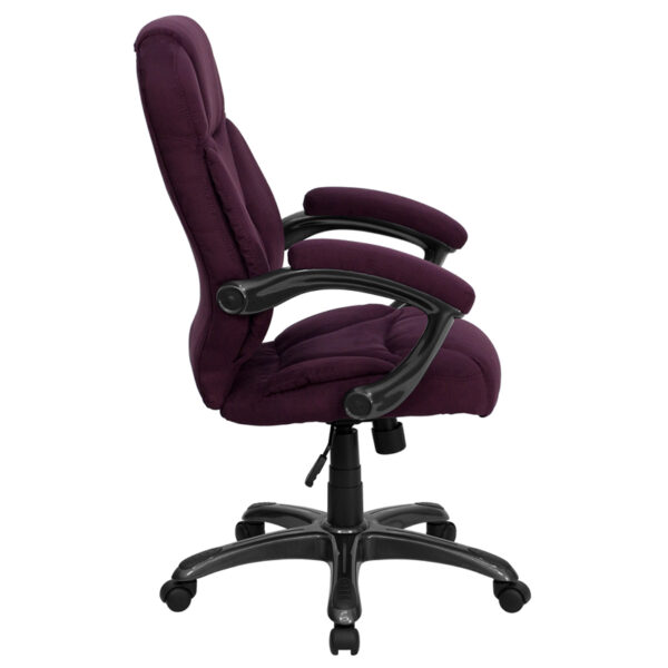 Lowest Price High Back Grape Microfiber Contemporary Executive Swivel Ergonomic Office Chair with Arms
