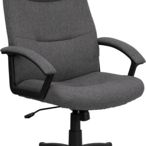 Wholesale High Back Gray Fabric Executive Swivel Office Chair with Two Line Horizontal Stitch Back and Arms