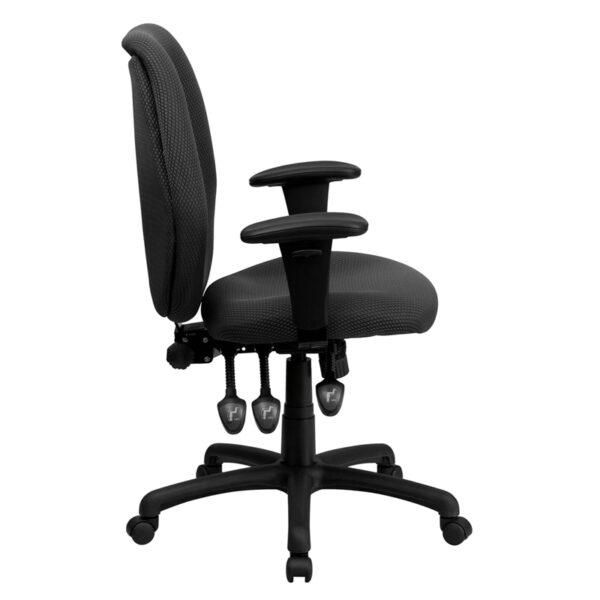 Lowest Price High Back Gray Fabric Multifunction Ergonomic Executive Swivel Office Chair with Adjustable Arms