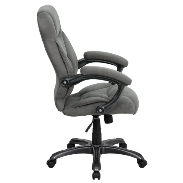 Lowest Price High Back Gray Microfiber Contemporary Executive Swivel Ergonomic Office Chair with Arms