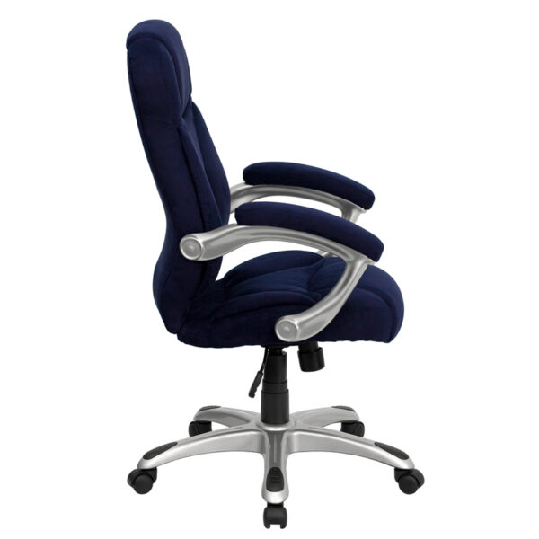 Lowest Price High Back Navy Blue Microfiber Contemporary Executive Swivel Ergonomic Office Chair with Arms