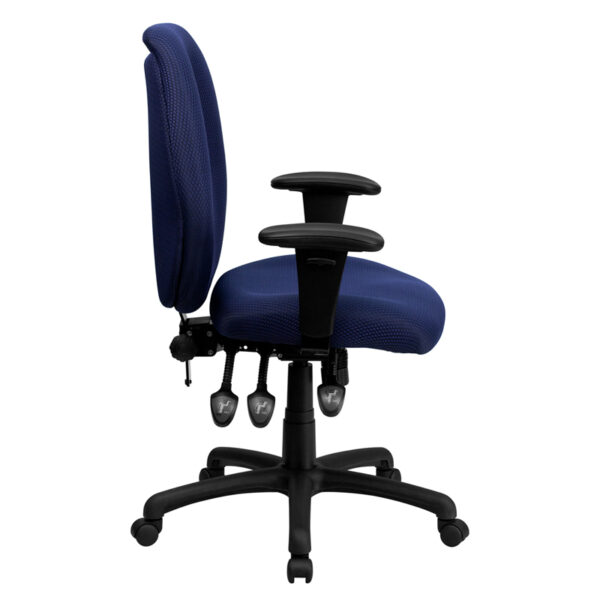 Lowest Price High Back Navy Fabric Multifunction Ergonomic Executive Swivel Office Chair with Adjustable Arms