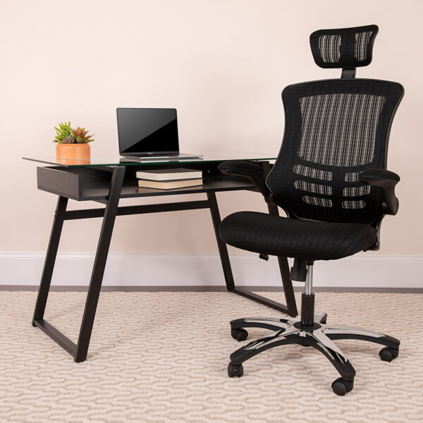 Lowest Price High Back Office Chair | High Back Mesh Executive Office and Desk Chair with Wheels and Adjustable Headrest