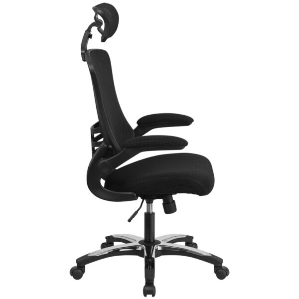 High back office chair with wheels Black High Back Mesh Chair