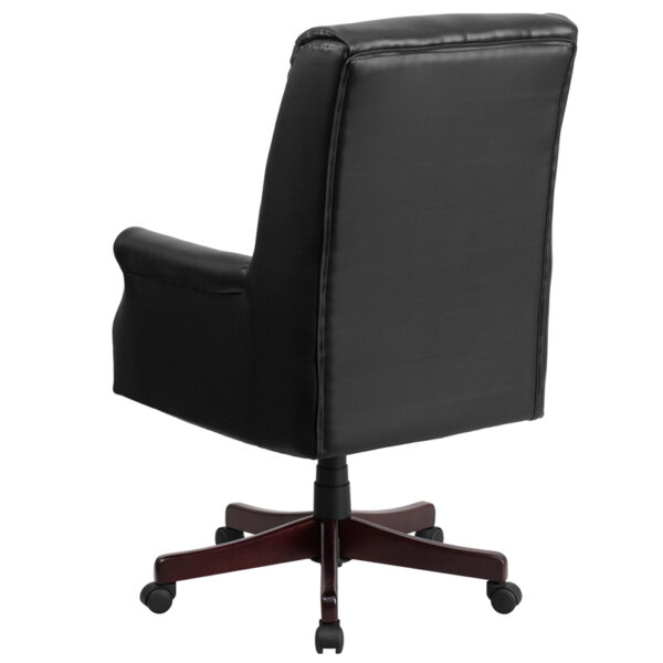 Traditional Office Chair Black High Back Leather Chair