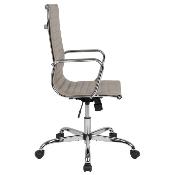 Contemporary Executive Office Chair with Coat Hanger Bar on Back Tan Leather Office Chair
