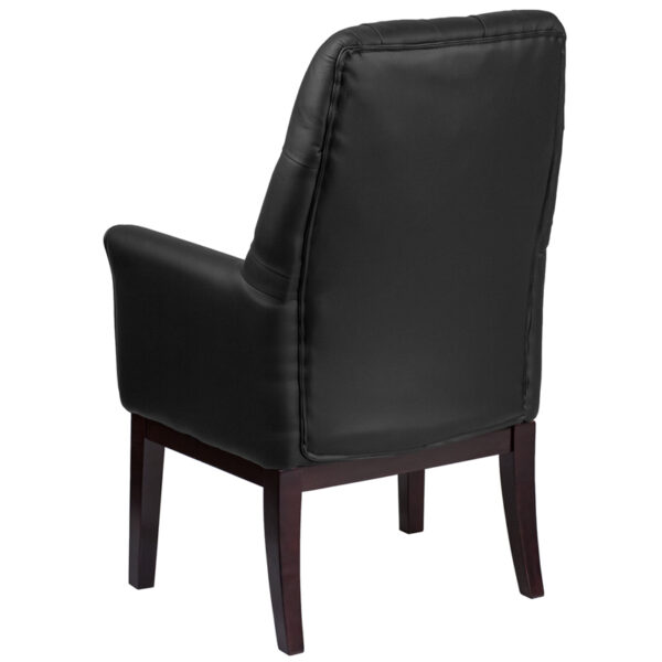 Executive Guest Office Chair Black Leather Side Chair