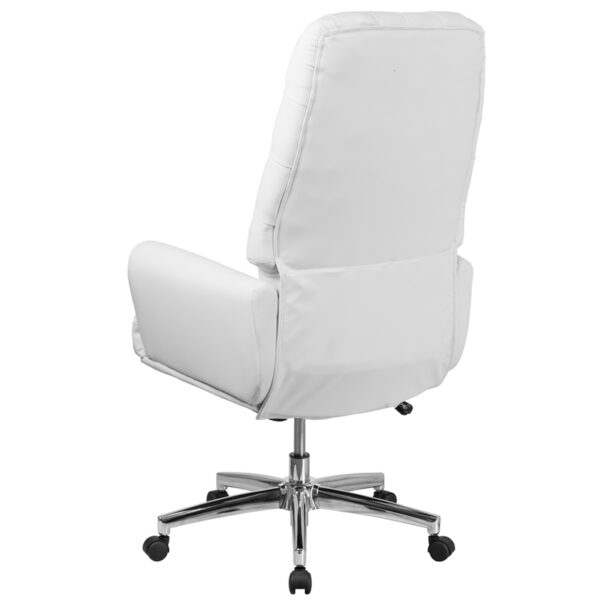 Traditional Office Chair White High Back Leather Chair