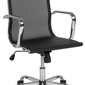 Wholesale High Back Transparent Black Mesh Mid-Century Modern Swivel Office Chair with Spring-Tilt Control and Arms