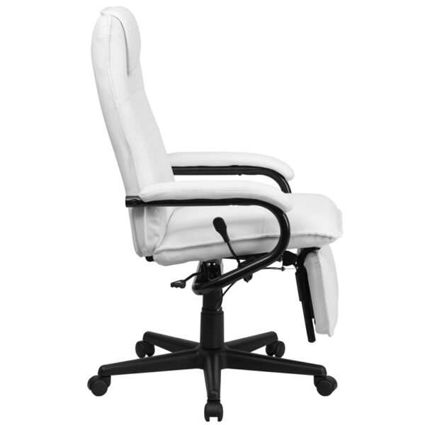 Lowest Price High Back White Leather Executive Reclining Ergonomic Swivel Office Chair with Arms