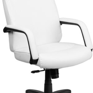 Wholesale High Back White Leather Executive Swivel Ergonomic Office Chair with Memory Foam Padding and Arms