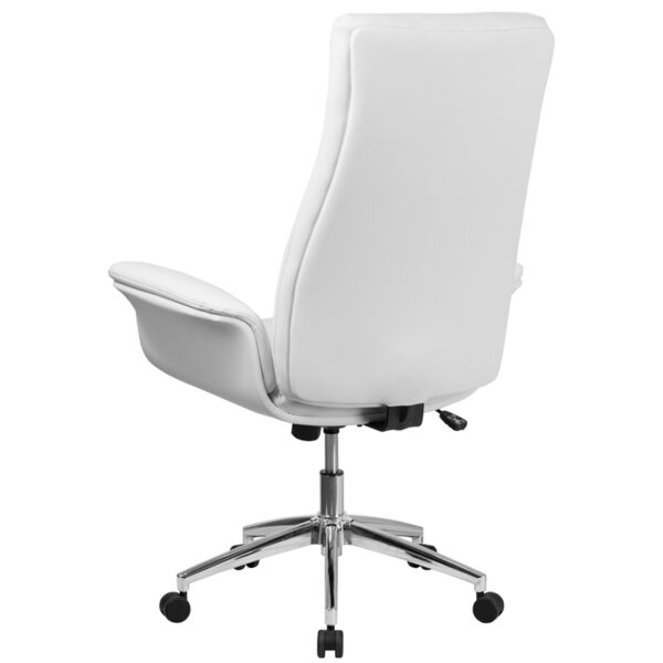 Contemporary Office Chair White High Back Leather Chair
