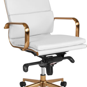 Wholesale High Back White Leather Executive Swivel Office Chair with Gold Frame
