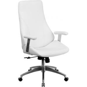 Wholesale High Back White Leather Smooth Upholstered Executive Swivel Office Chair with Arms