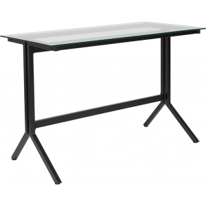 Wholesale Highland Collection Glass Computer Desk with Black Metal Frame