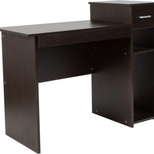Wholesale Highland Park Espresso Wood Grain Finish Computer Desk with Shelves and Drawer