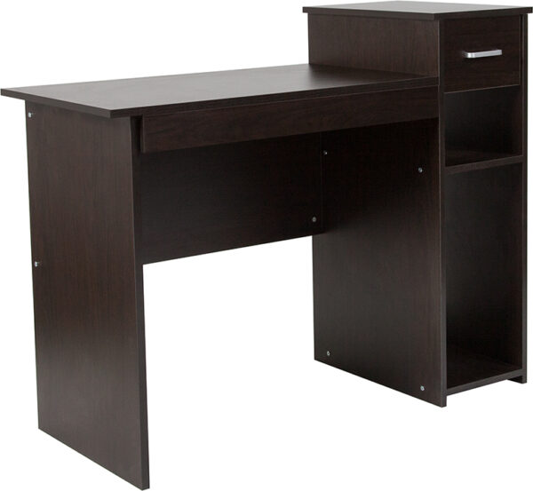 Wholesale Highland Park Espresso Wood Grain Finish Computer Desk with Shelves and Drawer