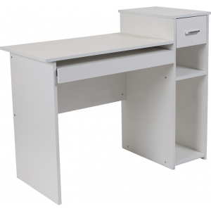 Wholesale Highland Park White Computer Desk with Shelves and Drawer