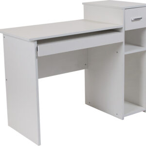Wholesale Highland Park White Computer Desk with Shelves and Drawer