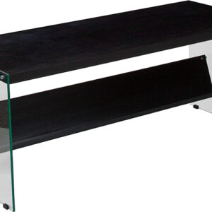 Wholesale Highwood Collection Dark Ash Finish Coffee Table with Shelves and Glass Frame