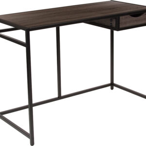 Wholesale Homewood Collection Driftwood Finish Computer Desk with Pull-Out Drawer and Black Metal Frame