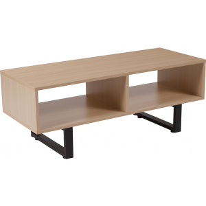 Wholesale Hyde Square Collection Beech Wood Grain Finish TV Stand and Media Console with Black Metal Legs