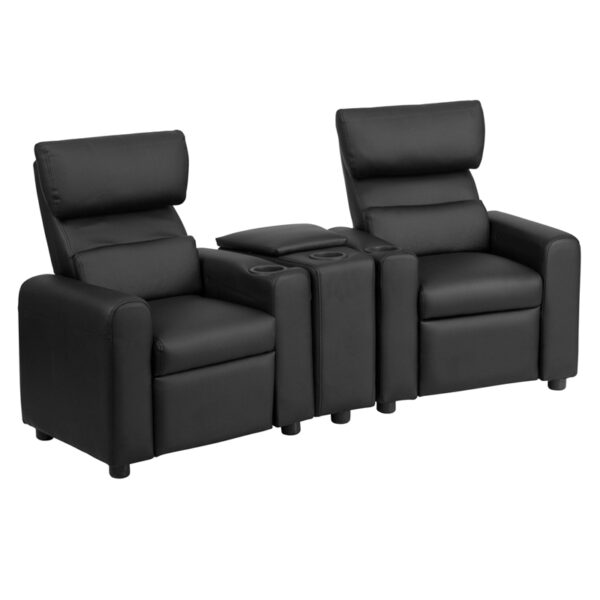 Child Sized Theater Seating Kid's Black Leather Theater
