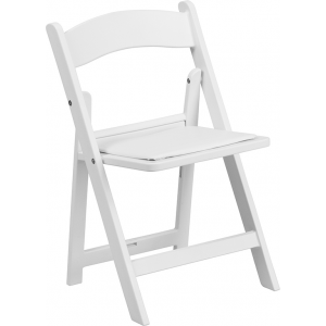 Wholesale Kids White Resin Folding Chair with White Vinyl Padded Seat
