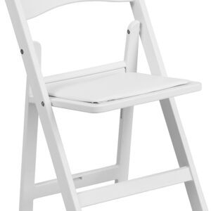Wholesale Kids White Resin Folding Chair with White Vinyl Padded Seat