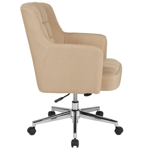 Lowest Price Laone Home and Office Upholstered Mid-Back Chair in Beige Fabric