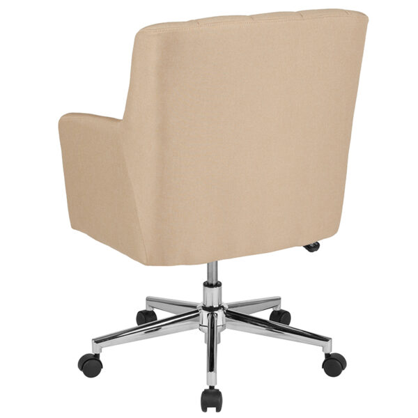 Contemporary Office Chair Beige Fabric Mid-Back Chair