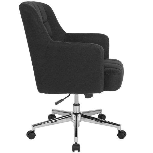 Lowest Price Laone Home and Office Upholstered Mid-Back Chair in Black Fabric