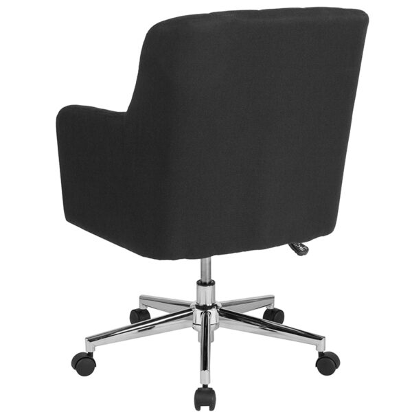 Contemporary Office Chair Black Fabric Mid-Back Chair