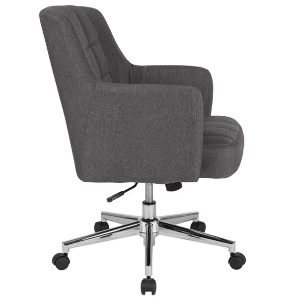 Lowest Price Laone Home and Office Upholstered Mid-Back Chair in Dark Gray Fabric