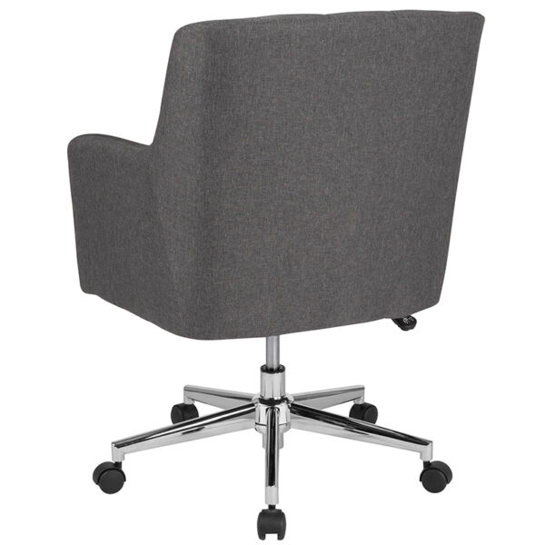 Contemporary Office Chair Dk Gray Fabric Mid-Back Chair