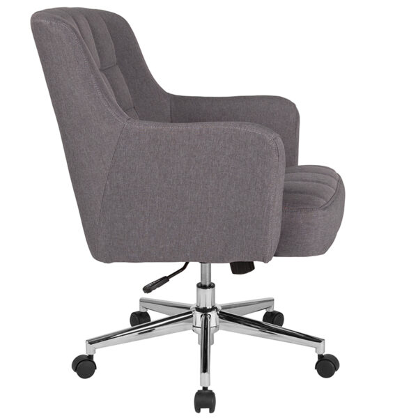 Lowest Price Laone Home and Office Upholstered Mid-Back Chair in Light Gray Fabric