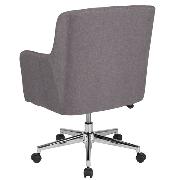 Contemporary Office Chair Lt Gray Fabric Mid-Back Chair