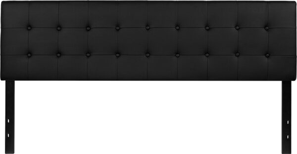 Lowest Price Lennox Tufted Upholstered King Size Headboard in Black Vinyl