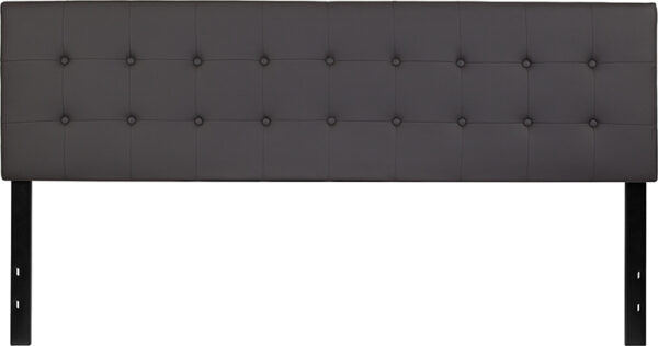 Lowest Price Lennox Tufted Upholstered King Size Headboard in Gray Vinyl