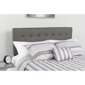 Wholesale Lennox Tufted Upholstered Queen Size Headboard in Gray Vinyl
