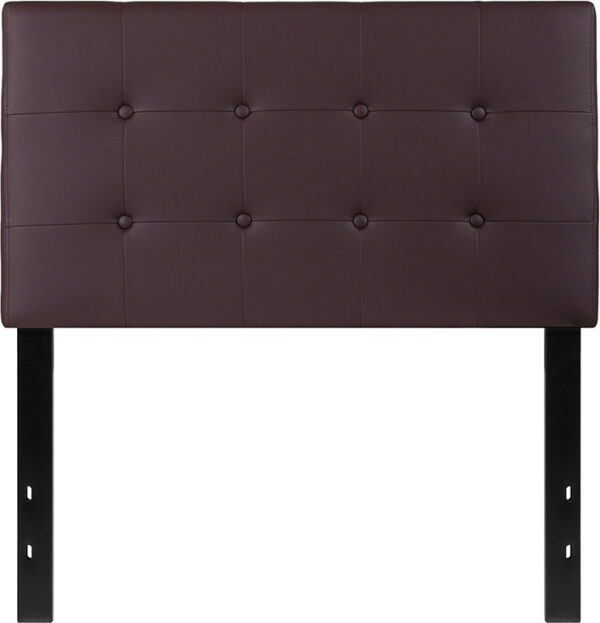 Lowest Price Lennox Tufted Upholstered Twin Size Headboard in Brown Vinyl