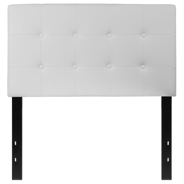 Lowest Price Lennox Tufted Upholstered Twin Size Headboard in White Vinyl