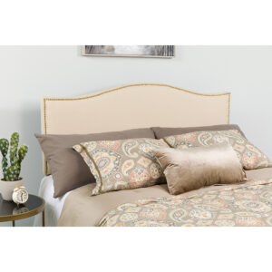 Wholesale Lexington Upholstered Full Size Headboard with Accent Nail Trim in Beige Fabric