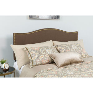 Wholesale Lexington Upholstered Full Size Headboard with Accent Nail Trim in Dark Brown Fabric