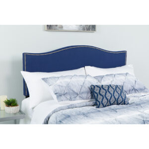 Wholesale Lexington Upholstered Full Size Headboard with Accent Nail Trim in Navy Fabric