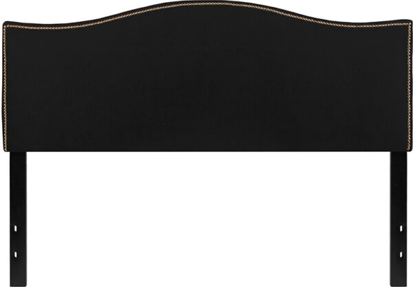 Lowest Price Lexington Upholstered Queen Size Headboard with Accent Nail Trim in Black Fabric