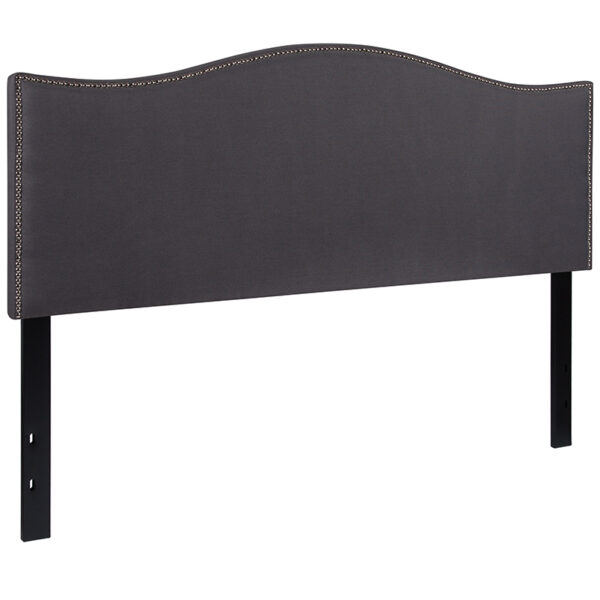 Transitional Style Queen Headboard-Gray Fabric