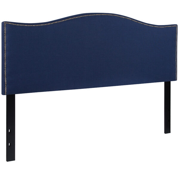 Transitional Style Queen Headboard-Navy Fabric