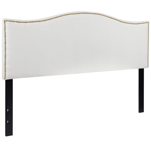 Transitional Style Queen Headboard-White Fabric
