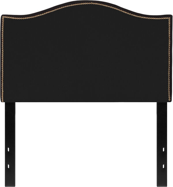 Lowest Price Lexington Upholstered Twin Size Headboard with Accent Nail Trim in Black Fabric
